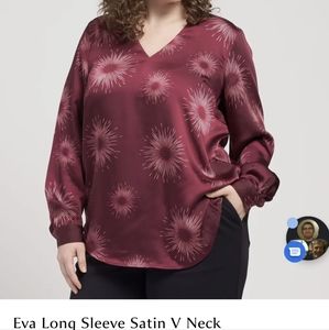 Universal standard medium Eva Long Sleeve Satin V Neck Blouse